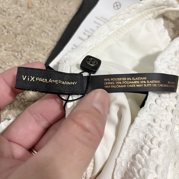 NEW Vix Ripple Scales Side Tie Cheeky Bikini Bottoms in Off White Women’s Small - Picture 7 of 10